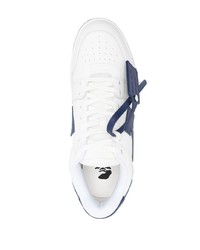 Sneakers basse in pelle bianche e blu scuro di Off-White