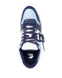 Sneakers basse in pelle bianche e blu scuro di Off-White