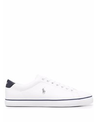 Sneakers basse in pelle bianche e blu scuro di Polo Ralph Lauren