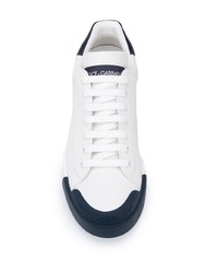 Sneakers basse in pelle bianche e blu scuro di Dolce & Gabbana