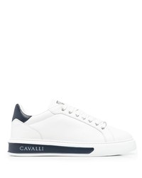 Sneakers basse in pelle bianche e blu scuro di Roberto Cavalli