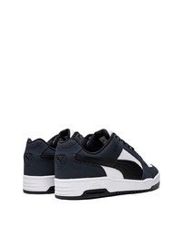 Sneakers basse in pelle bianche e blu scuro di Puma