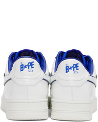 Sneakers basse in pelle bianche e blu scuro di BAPE