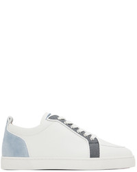 Sneakers basse in pelle bianche e blu di Christian Louboutin