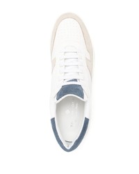 Sneakers basse in pelle bianche e blu di Tagliatore