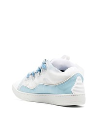 Sneakers basse in pelle bianche e blu di Lanvin