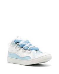 Sneakers basse in pelle bianche e blu di Lanvin
