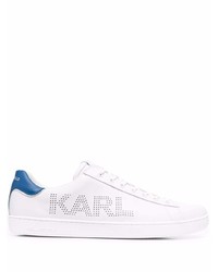 Sneakers basse in pelle bianche e blu di Karl Lagerfeld