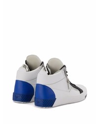 Sneakers basse in pelle bianche e blu di Giuseppe Zanotti