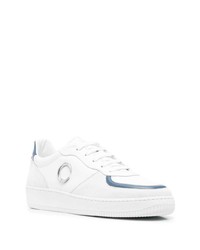 Sneakers basse in pelle bianche e blu di Roberto Cavalli