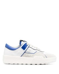 Sneakers basse in pelle bianche e blu di Moncler