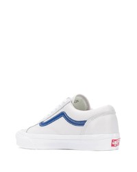 Sneakers basse in pelle bianche e blu di Vans