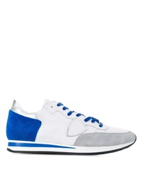 Sneakers basse in pelle bianche e blu di Philippe Model