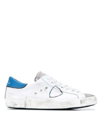 Sneakers basse in pelle bianche e blu di Philippe Model Paris