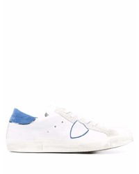 Sneakers basse in pelle bianche e blu di Philippe Model Paris