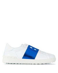 Sneakers basse in pelle bianche e blu di Valentino Garavani