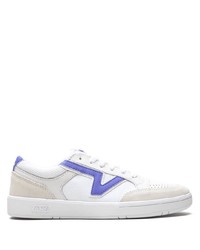 Sneakers basse in pelle bianche e blu di Vans