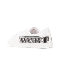Sneakers basse in pelle bianche e nere di Burberry