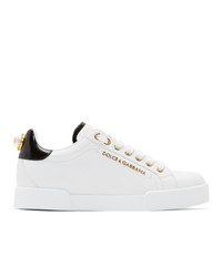 Sneakers basse in pelle bianche e nere di Dolce And Gabbana