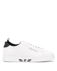 Sneakers basse in pelle bianche e nere di Emporio Armani
