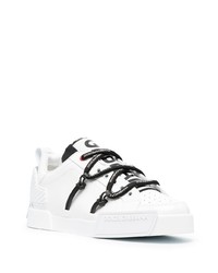 Sneakers basse in pelle bianche e nere di Dolce & Gabbana
