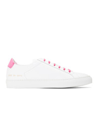Sneakers basse in pelle bianche e rosa