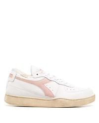 Sneakers basse in pelle bianche e rosa di Diadora