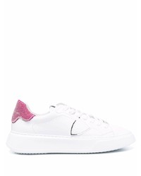 Sneakers basse in pelle bianche e rosa di Philippe Model Paris