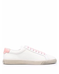 Sneakers basse in pelle bianche e rosa di Saint Laurent