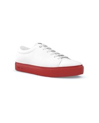 Sneakers basse in pelle bianche e rosse