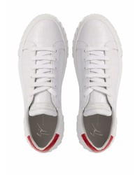 Sneakers basse in pelle bianche e rosse di Giuseppe Zanotti