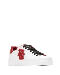 Sneakers basse in pelle bianche e rosse di Dolce & Gabbana