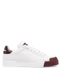 Sneakers basse in pelle bianche e rosse di Dolce & Gabbana