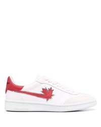 Sneakers basse in pelle bianche e rosse di DSQUARED2
