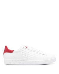 Sneakers basse in pelle bianche e rosse di Ea7 Emporio Armani