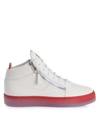 Sneakers basse in pelle bianche e rosse di Giuseppe Zanotti