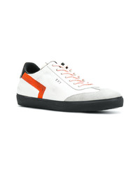 Sneakers basse in pelle bianche e rosse di Leather Crown