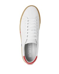 Sneakers basse in pelle bianche e rosse di Burberry