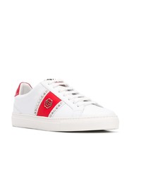 Sneakers basse in pelle bianche e rosse di Philipp Plein