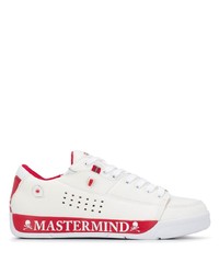 Sneakers basse in pelle bianche e rosse di Mastermind Japan