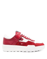 Sneakers basse in pelle bianche e rosse di Moncler