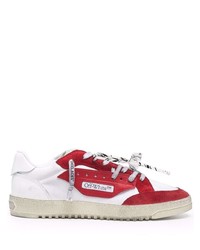 Sneakers basse in pelle bianche e rosse di Off-White