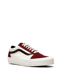 Sneakers basse in pelle bianche e rosse di Vans