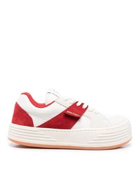 Sneakers basse in pelle bianche e rosse di Palm Angels