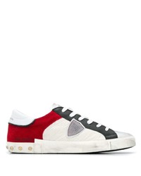 Sneakers basse in pelle bianche e rosse di Philippe Model Paris