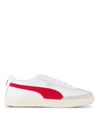 Sneakers basse in pelle bianche e rosse di Puma