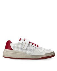 Sneakers basse in pelle bianche e rosse di Saint Laurent