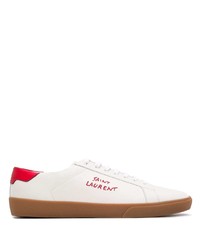 Sneakers basse in pelle bianche e rosse di Saint Laurent