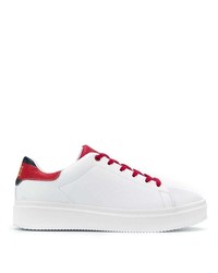 Sneakers basse in pelle bianche e rosse di Tommy Hilfiger