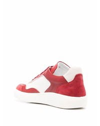 Sneakers basse in pelle bianche e rosse di Corneliani
